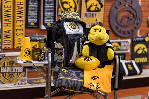 Large selection of sparts merchandise from Hawkeye to Badgers to Cubs & Bears